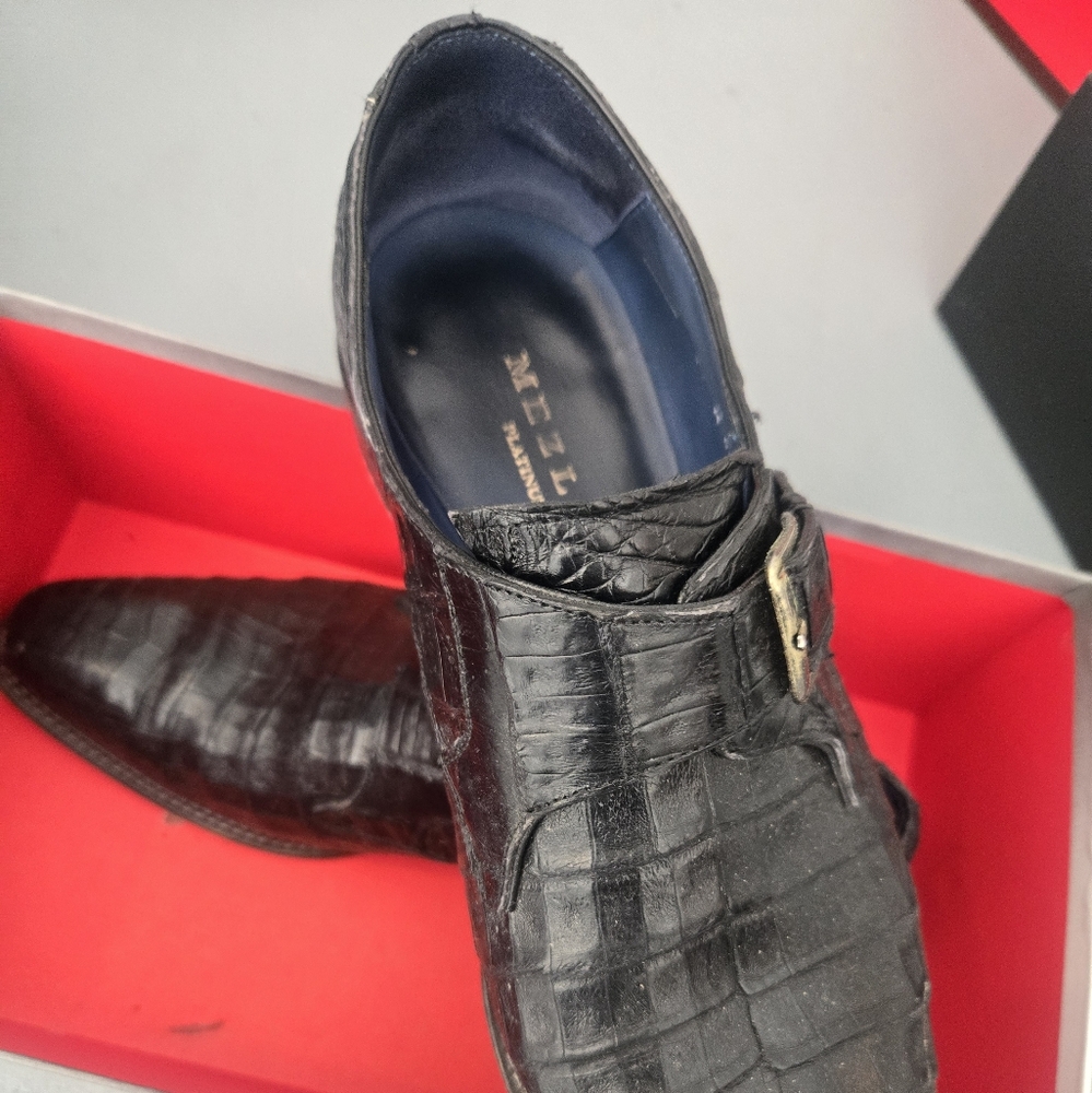 Mens Mezlan Platinum Genuine Alligator Skin Shoes Size 10 Worn Twice Hp🔥🔥🔥🔥
